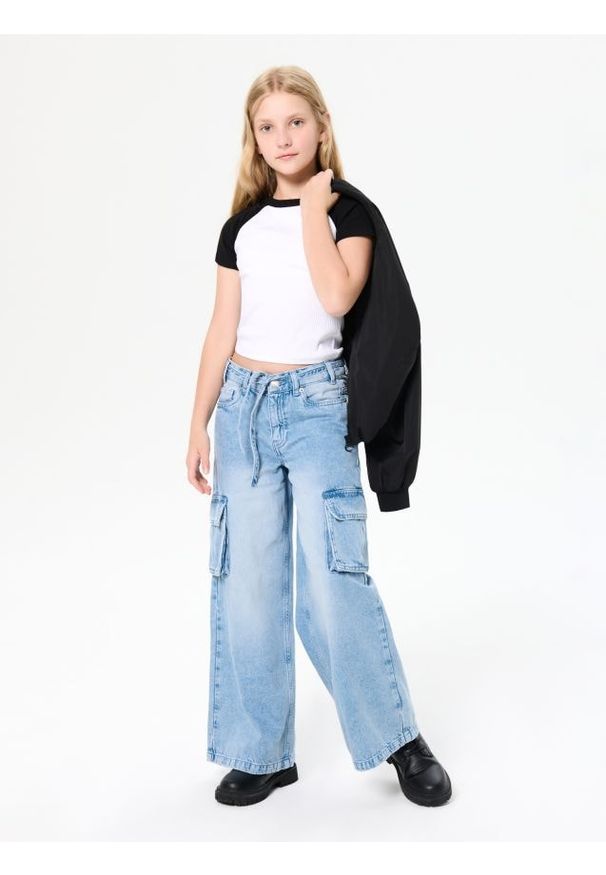Sinsay - Spodnie wide leg z kieszeniami cargo - Inny