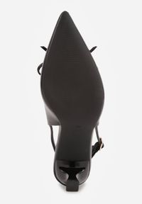 Renee - Czarne Szpilki Slingback VICES Zdobione Gorsetowym Wiązaniem z Kokardą Azimuna. Okazja: na co dzień. Kolor: czarny. Materiał: jeans, koronka. Wzór: aplikacja. Obcas: na szpilce. Styl: casual, elegancki #3