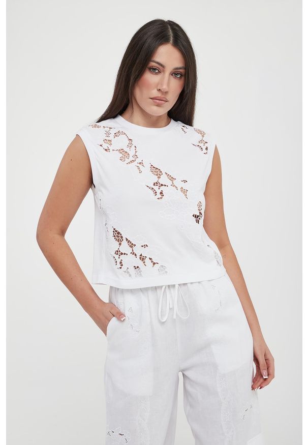 Twinset Milano - Top damski koronkowy TWINSET. Materiał: koronka