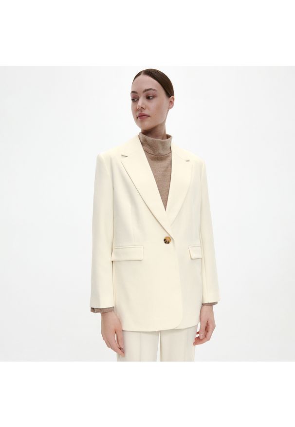 Reserved - Jednorzędowa marynarka - Kremowy. Kolor: kremowy