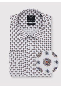 Pako Lorente - PAKO LORENTE – Biała koszula w wyrazisty wzór P23WF-1X-017-B-S. Kolor: biały. Materiał: elastan, bawełna, jeans. Wzór: nadruk, kolorowy #1