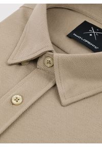 Pako Lorente - PAKO LORENTE – Beżowa bawełniana koszula męska. Kolor: zielony, beżowy. Materiał: bawełna. Długość rękawa: długi rękaw. Długość: długie. Wzór: gładki #4