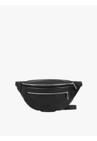Ryłko - Czarna torebka nerka - crossbody. Kolor: czarny. Materiał: skórzane. Styl: street #1