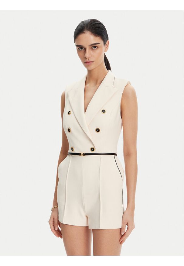 Elisabetta Franchi Kombinezon TU-T45-51E2 Beżowy Regular Fit. Kolor: beżowy. Materiał: syntetyk
