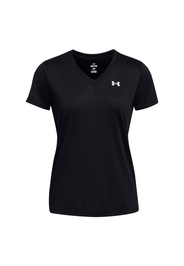 Damski jersey v-neck Under Armour Solid. Kolor: czarny, biały, wielokolorowy. Materiał: jersey. Sport: fitness