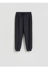 Reserved - Dresowe joggery - ciemnoszary. Kolor: szary. Materiał: dresówka