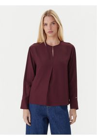 TOMMY HILFIGER - Tommy Hilfiger Bluzka WW0WW47339 Bordowy Relaxed Fit. Kolor: czerwony. Materiał: wiskoza #1