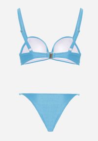 Born2be - Niebieskie Bikini Push-Up Dwuczęściowe z Metalicznymi Ozdobami Asterelia. Kolor: niebieski. Wzór: aplikacja #3