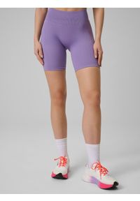 4f - 4F Legginsy kolarki treningowe bezszwowe damskie - fioletowe M/L. Stan: podwyższony. Kolor: fioletowy. Materiał: materiał. Sport: fitness #2