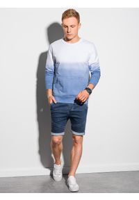 Ombre Clothing - Bluza męska bez kaptura B1150 - błękitna - L. Typ kołnierza: bez kaptura. Kolor: niebieski. Materiał: bawełna. Wzór: gradientowy. Sezon: lato #2