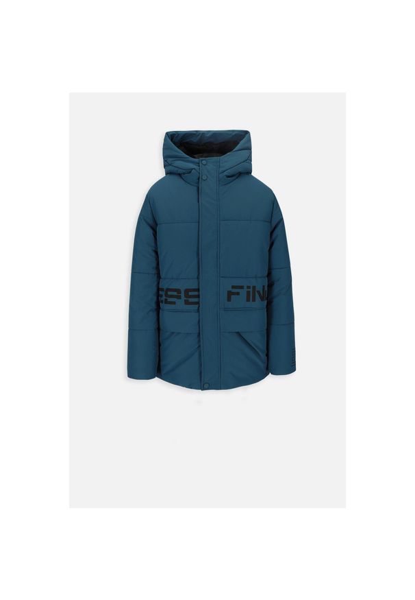 Kurtka turystyczna chłopięca ciepła Lemon Explore ZL3 turkusowa. Typ kołnierza: kaptur, kołnierzyk stójkowy. Kolor: niebieski. Materiał: poliester. Sezon: zima. Sport: turystyka piesza