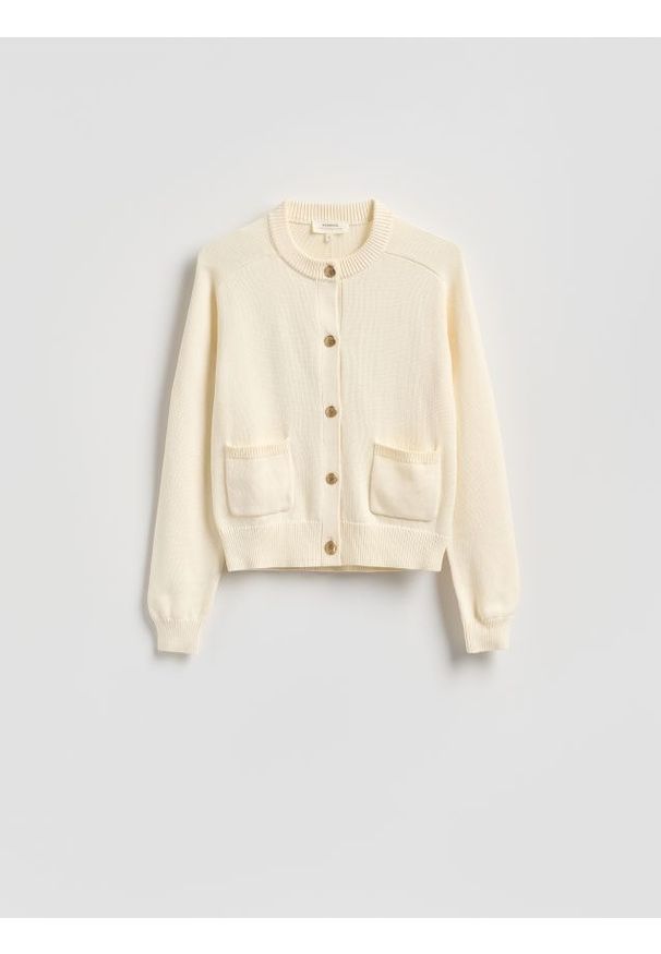 Reserved - Bawełniany kardigan - złamana biel. Materiał: bawełna