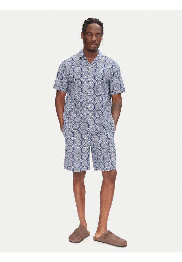 Jack & Jones - Jack&Jones Komplet koszula i szorty materiałowe Seersucker 12284648 Niebieski Relaxed Fit. Kolor: niebieski. Materiał: bawełna