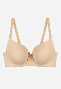 Renee - Beżowy Biustonosz o Gładkim Wykończeniu z Kokardką Phiphise. Kolor: beżowy. Wzór: gładki #7