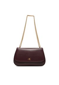 Calvin Klein Torebka Ck Convertible Chain Medium Bag LV04F3171G Bordowy. Kolor: czerwony. Materiał: skórzane