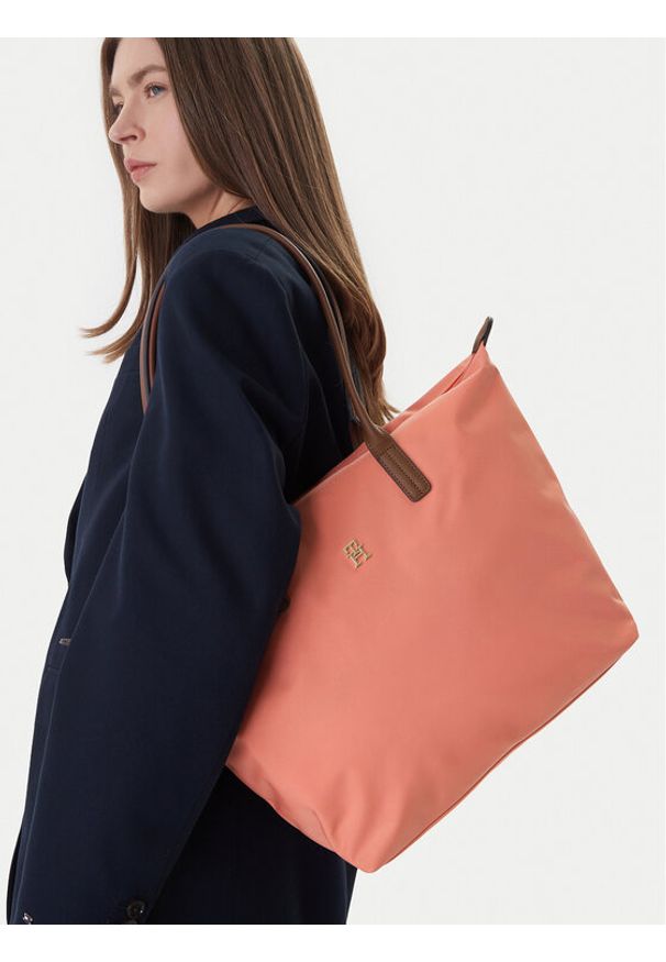 TOMMY HILFIGER - Tommy Hilfiger Torebka Popette Tote AW0AW17711 Koralowy. Kolor: pomarańczowy