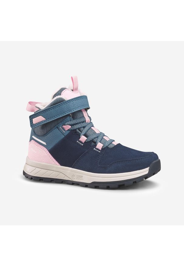 quechua - Buty turystyczne dla dzieci Quechua SH500 Warm zapinane na rzep wodoodporne. Zapięcie: rzepy. Kolor: wielokolorowy, różowy, niebieski, szary. Sezon: zima