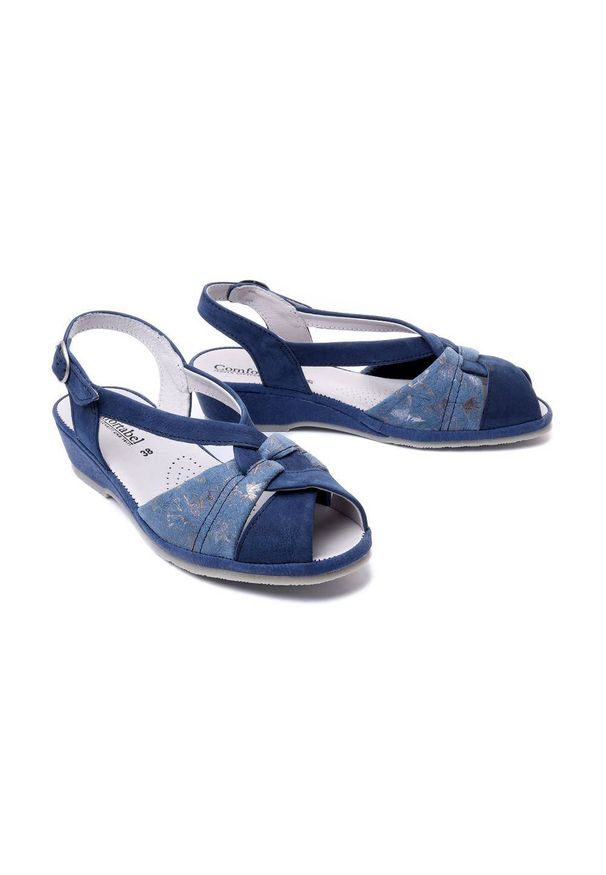 Comfortabel - COMFORTABEL 710033-05 blau, sandały damskie. Kolor: niebieski. Materiał: skóra. Obcas: na koturnie