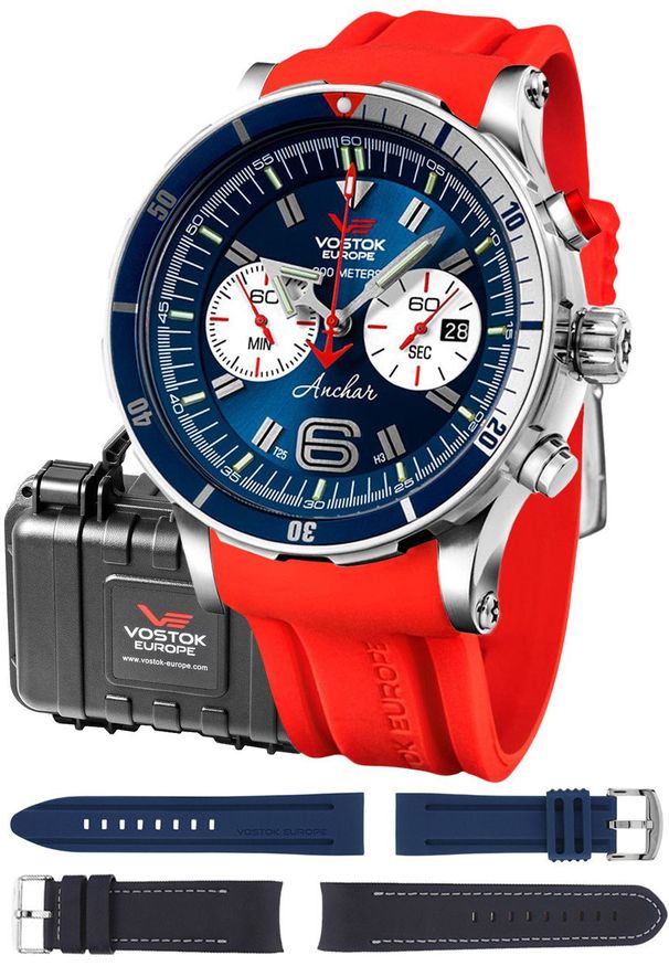 Zegarek męski Vostok Europe 6S21-510A583SR czerwony. Kolor: czerwony