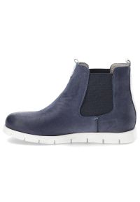 Granatowe Botki Karino Wsuwane Obuwie Damskie. Zapięcie: bez zapięcia. Kolor: niebieski. Materiał: jeans, skóra. Styl: elegancki #8