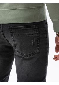 Ombre Clothing - Spodnie męskie jeansowe z przetarciami SLIM FIT P1021 - czarne - XXL. Okazja: na co dzień. Kolor: czarny. Materiał: jeans. Styl: casual #2