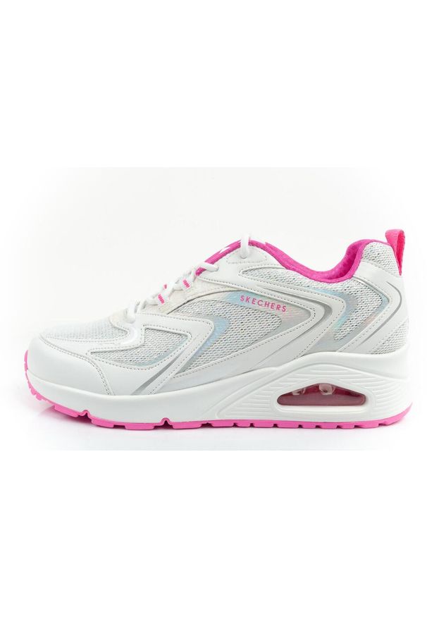 skechers - Buty sportowe damskie Skechers Uno-So Wavy. Kolor: biały, wielokolorowy, różowy. Materiał: skóra ekologiczna, tkanina. Szerokość cholewki: normalna. Wzór: aplikacja