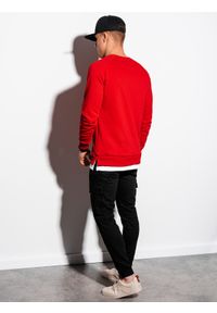 Ombre Clothing - Bluza męska bez kaptura - czerwona B1217 - M. Typ kołnierza: bez kaptura. Kolor: czerwony. Materiał: bawełna, poliester #2