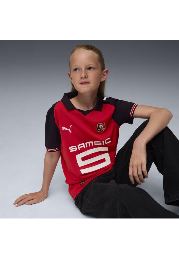 Puma - Młodzieżowa koszulka domowa Stade Rennais F.C. 25/26 PUMA. Kolor: czerwony, wielokolorowy, czarny. Sport: piłka nożna