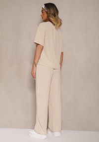 Renee - Jasnobeżowy Komplet w Stylu Oversize Utility Bluzka i Szerokie Spodnie Eviralitta. Kolor: beżowy