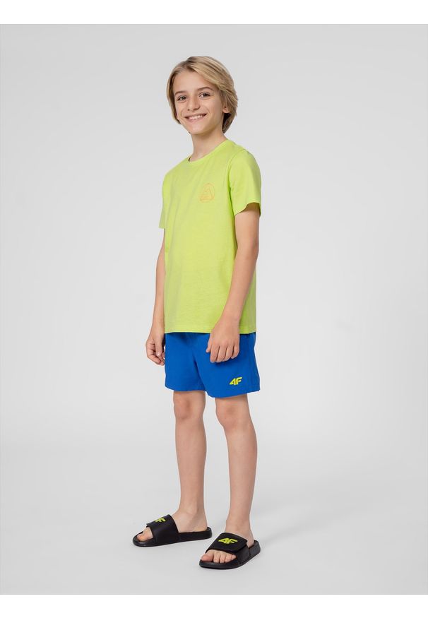 4f - 4F Spodenki kąpielowe boardshorty chłopięce 164 (13-14 lat). Okazja: na plażę. Kolor: niebieski. Materiał: elastan, tkanina, włókno. Sezon: lato