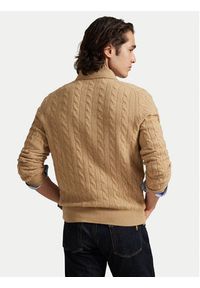 Polo Ralph Lauren Sweter 710974165004 Beżowy Regular Fit. Typ kołnierza: polo. Kolor: beżowy. Materiał: wełna #3