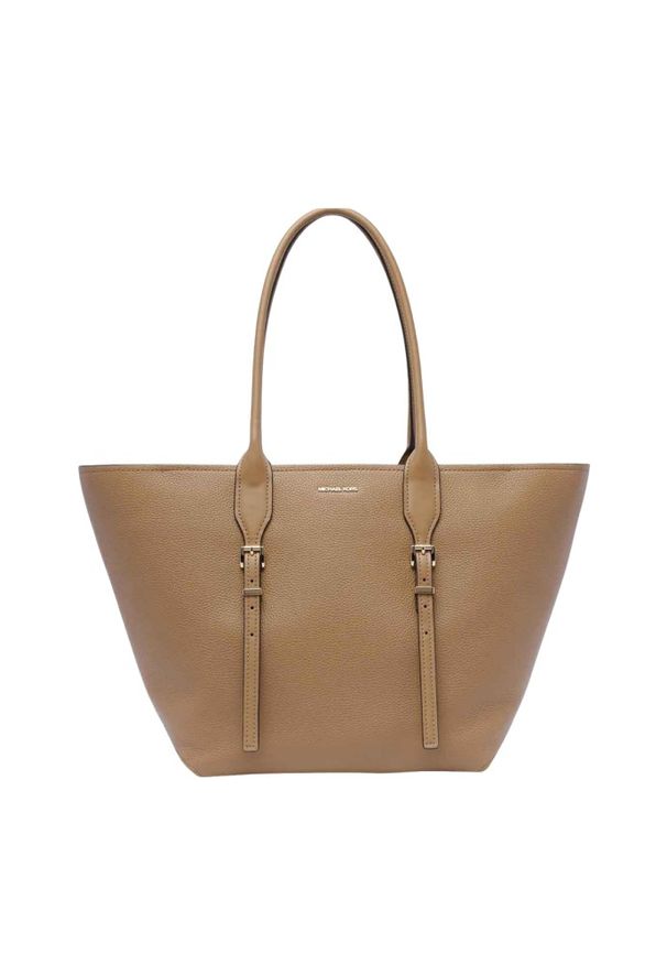 Michael Kors - MICHAEL KORS Brązowa shopperka ze skóry. Kolor: brązowy. Materiał: skórzane. Styl: casual, klasyczny, elegancki