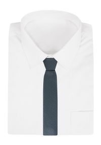 Krawat Męski - Chattier - Stalowo-Granatowy, Wzór w Jodełkę. Kolor: niebieski. Materiał: tkanina. Wzór: jodełka. Styl: klasyczny, wizytowy, elegancki