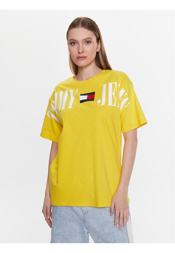 Tommy Jeans T-Shirt Archive DW0DW15459 Żółty Oversize. Kolor: żółty. Materiał: bawełna