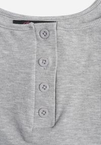 Renee - Szary Prążkowany Top na Ramiączkach z Bawełny z Guzikami Bernesa. Okazja: na co dzień. Kolor: szary. Materiał: prążkowany, bawełna. Długość rękawa: na ramiączkach. Styl: casual #7