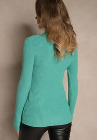 Renee - Jasnozielony Golf z Tłoczonym Wzorem Ralinnea. Okazja: na co dzień. Typ kołnierza: golf. Kolor: zielony. Styl: casual, klasyczny #3