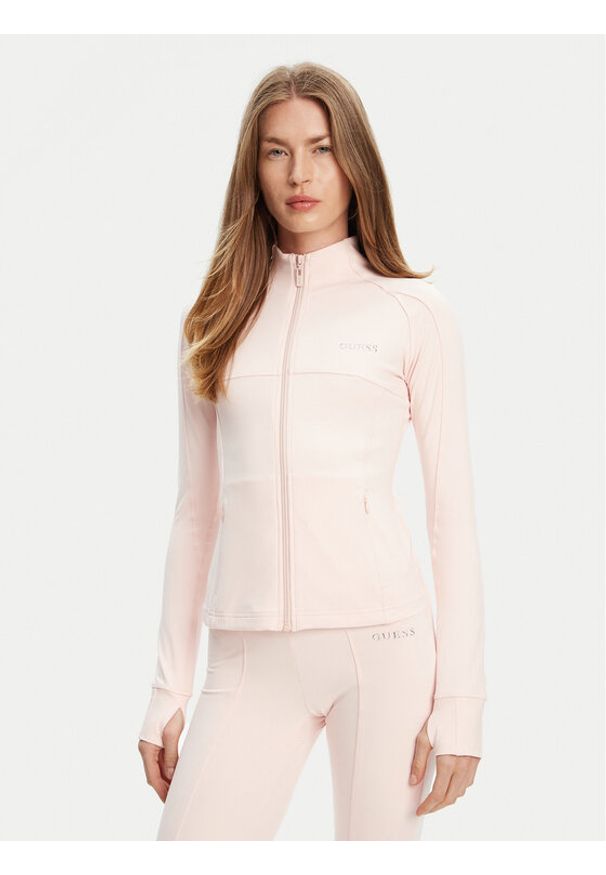 Guess Bluza V5RP17 KCD02 Różowy Regular Fit. Kolor: różowy. Materiał: syntetyk