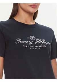 TOMMY HILFIGER - Tommy Hilfiger T-Shirt Script WW0WW40293 Granatowy Regular Fit. Kolor: niebieski. Materiał: bawełna