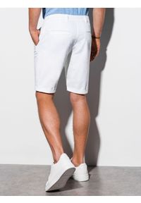 Ombre Clothing - Spodenki męskie chino - białe V3 W243 - XL. Kolor: biały. Materiał: elastan, bawełna. Długość: krótkie. Sezon: lato