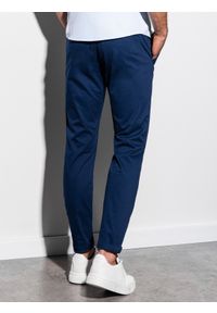 Ombre Clothing - Spodnie męskie chino - granatowe V4 P894 - S. Kolor: niebieski. Materiał: elastan, bawełna #3