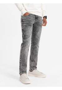 Ombre Clothing - Spodnie męskie jeansowe STRAIGHT LEG - szare V4 OM-PADP-0133 - XXL. Kolor: szary. Materiał: jeans. Styl: klasyczny #4