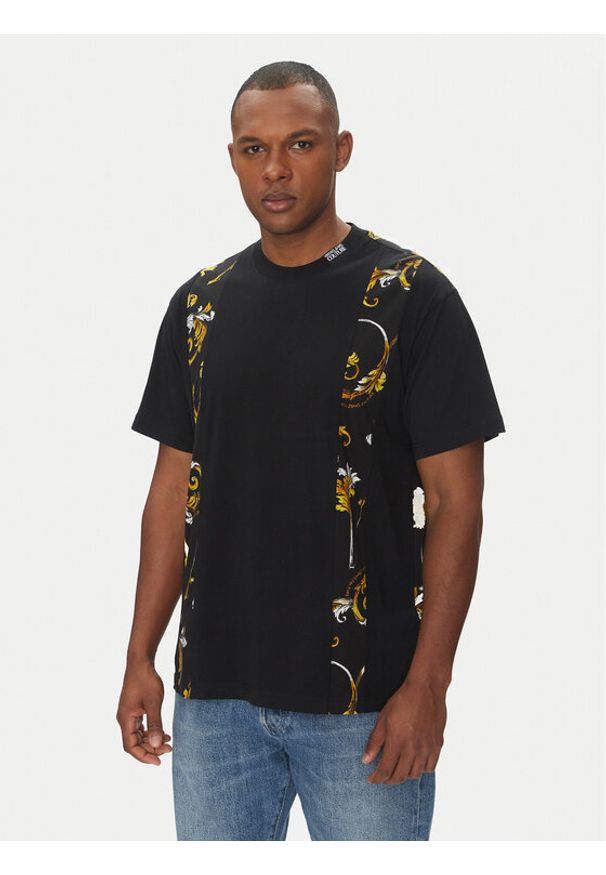 Versace Jeans Couture T-Shirt 78GAH615 Czarny Regular Fit. Kolor: czarny. Materiał: bawełna
