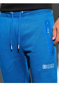 Ombre Clothing - Spodnie męskie dresowe joggery P902 - niebieski - XXL. Kolor: niebieski. Materiał: dresówka. Wzór: nadruk. Styl: sportowy #4