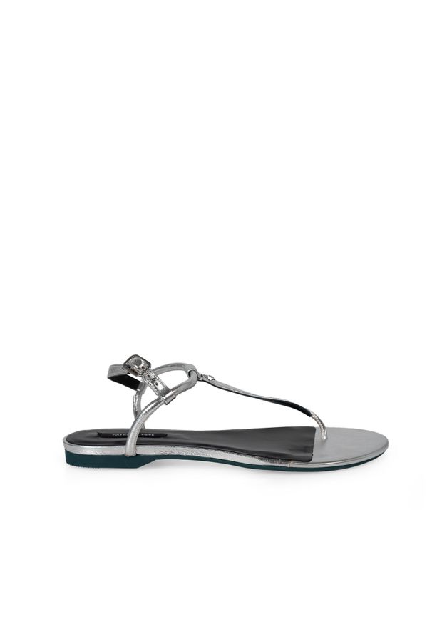 Patrizia Pepe Sandały | CX0248/L031 | Kobieta | Srebrny. Okazja: na plażę, na spacer. Zapięcie: pasek. Kolor: srebrny. Materiał: skóra. Sezon: lato