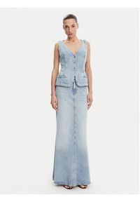 Guess Kamizelka W5GN89 D5B96 Niebieski Regular Fit. Kolor: niebieski. Materiał: jeans, lyocell #3