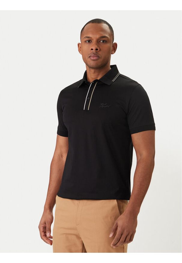 Karl Lagerfeld - KARL LAGERFELD Polo 745002 562200 Czarny Regular Fit. Typ kołnierza: polo. Kolor: czarny. Materiał: bawełna