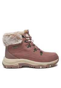 skechers - Skechers Botki Snow Worries 167882/MVE Różowy. Kolor: różowy. Materiał: skóra, zamsz