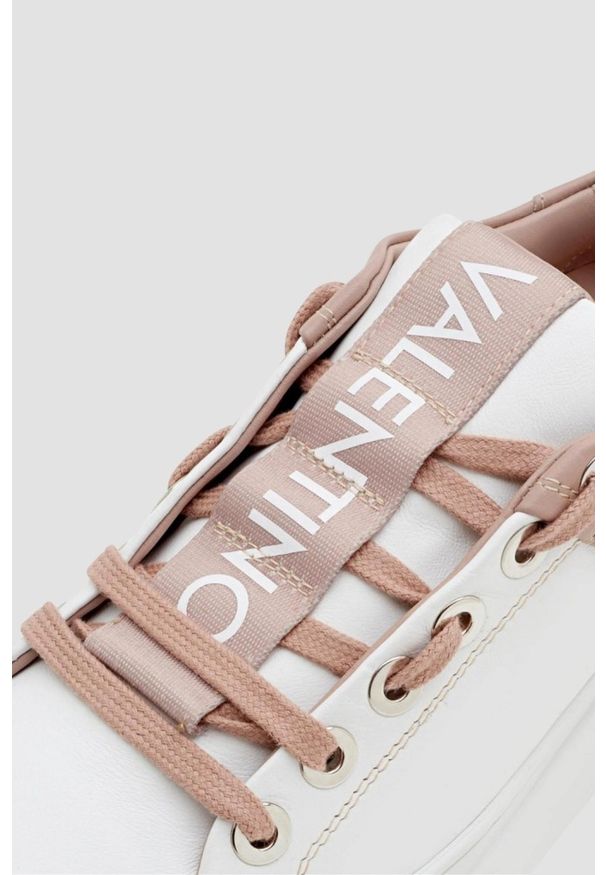 Valentino by Mario Valentino - VALENTINO Biało-różowe sneakersy Baraga S Sneaker Lace-U, Rozmiar 40. Kolor: biały. Materiał: skóra