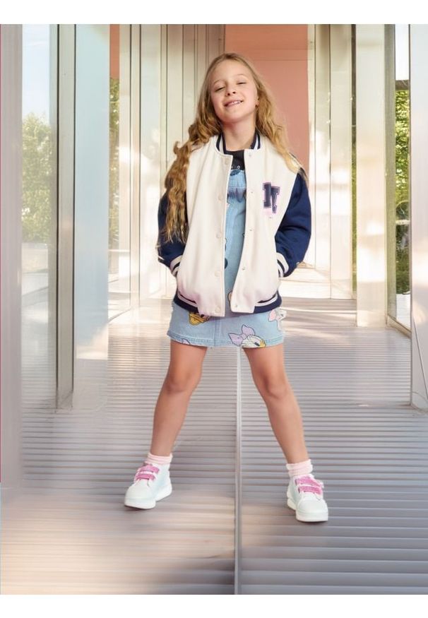 Sinsay - Kurtka Myszka Minnie - granatowy. Kolor: niebieski. Materiał: prążkowany. Wzór: motyw z bajki. Styl: sportowy