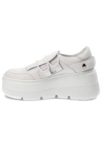 Białe Sneakersy Armodo Stylowe Obuwie Na Platformie. Zapięcie: rzepy. Kolor: biały. Materiał: jeans, syntetyk, materiał. Obcas: na platformie #9